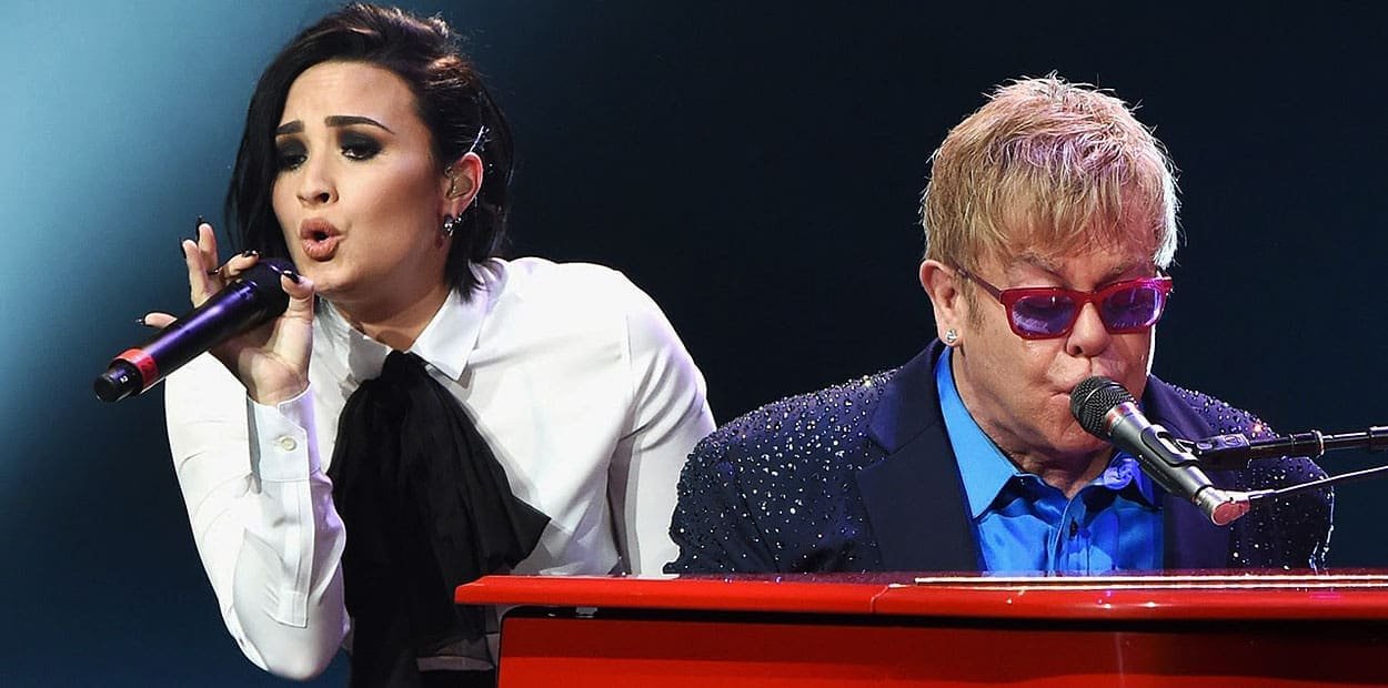 Video: Elton John performs with Demi Lovato and Shawn Mendes