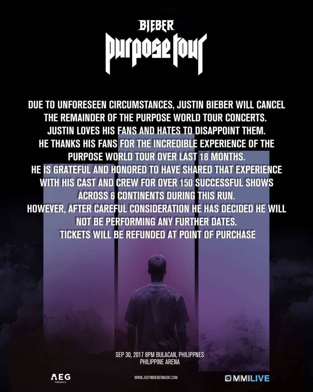 Bieber tour justin world Purpose World