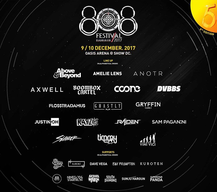 808 Festival Bangkok 2017 ft Above & Beyond, Axwell, Amelie Lens, Coone and more