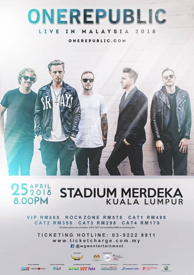 OneRepublic Malaysia 2018