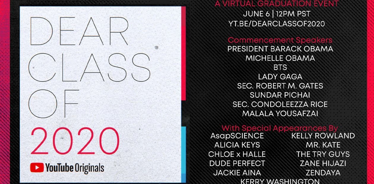 YouTube’s ‘Dear Class of 2020’ virtual graduation ceremony to feature star-studded guest speakers